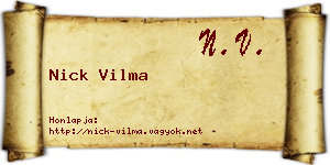 Nick Vilma névjegykártya